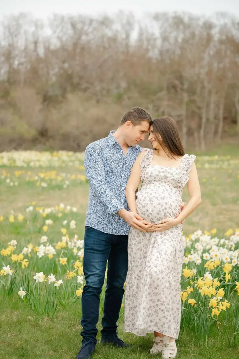 Nantucket Maternity Couple Photo Session Sconset Daffodils Anastasia Cher Photography Maternity Photographer